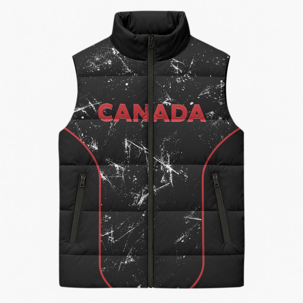 Custom Canada Football 2026 Sleeveless Puffer Jacket Go Les Rouges