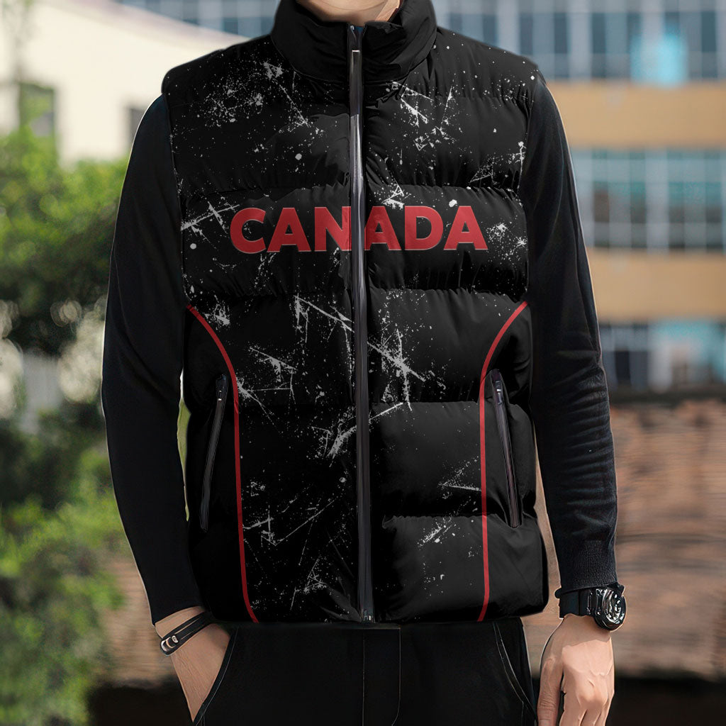 Custom Canada Football 2026 Sleeveless Puffer Jacket Go Les Rouges