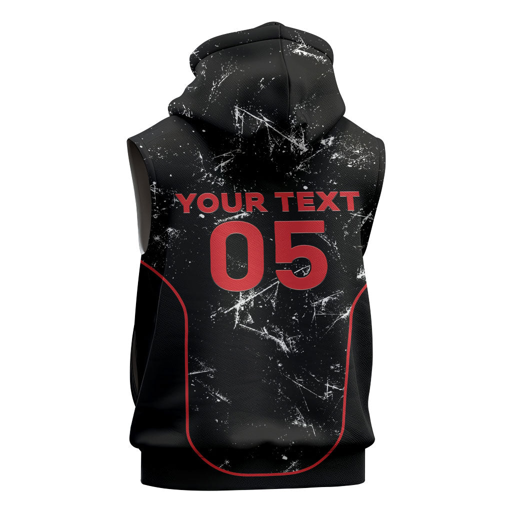 Custom Canada Football 2026 Sleeveless Zip Hoodie Go Les Rouges