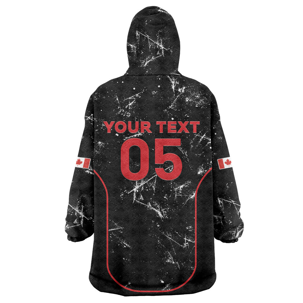 Custom Canada Football 2026 Wearable Blanket Hoodie Go Les Rouges