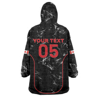 Custom Canada Football 2026 Wearable Blanket Hoodie Go Les Rouges