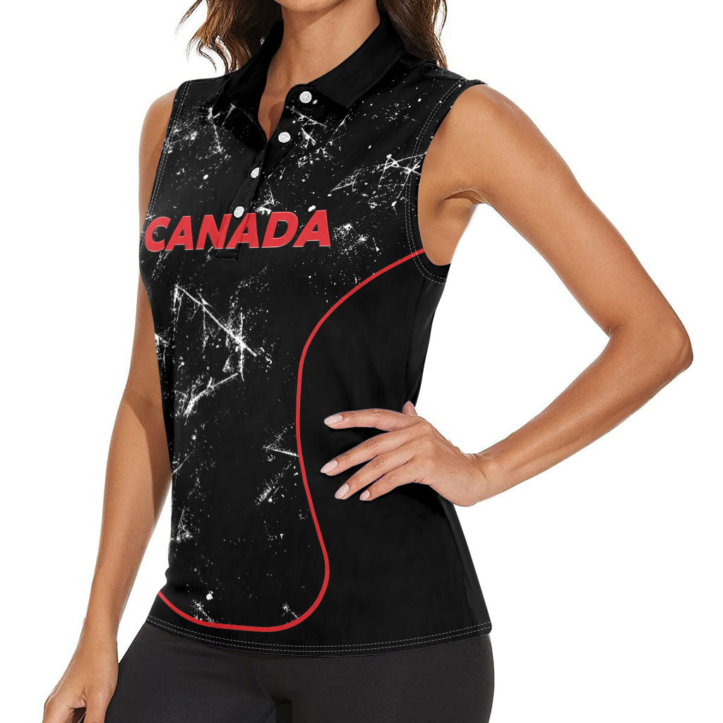 Custom Canada Football 2026 Women Sleeveless Polo Shirt Go Les Rouges