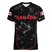 Custom Canada Football 2026 Women V-Neck T-Shirt Go Les Rouges