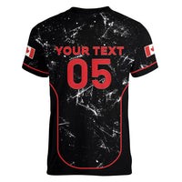 Custom Canada Football 2026 Women V-Neck T-Shirt Go Les Rouges