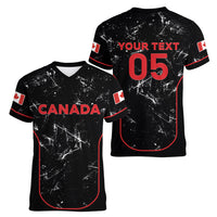 Custom Canada Football 2026 Women V-Neck T-Shirt Go Les Rouges