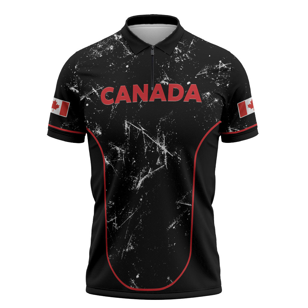 Custom Canada Football 2026 Zipper Polo Shirt Go Les Rouges