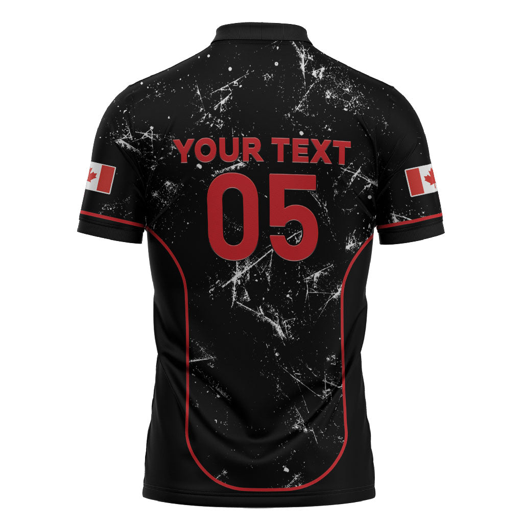 Custom Canada Football 2026 Zipper Polo Shirt Go Les Rouges