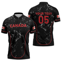 Custom Canada Football 2026 Zipper Polo Shirt Go Les Rouges