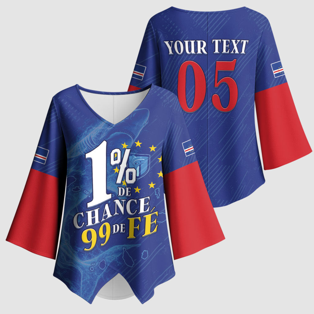 Custom Cape Verde Football Kimono Sleeve Blouse Blue Sharks Still Undefeated