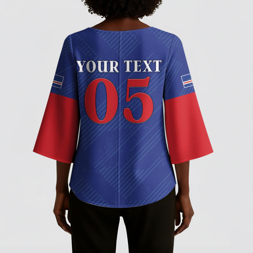 Custom Cape Verde Football Kimono Sleeve Blouse Blue Sharks Still Undefeated