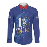 Custom Cape Verde Football Long Sleeve Button Shirt Blue Sharks Still Undefeated