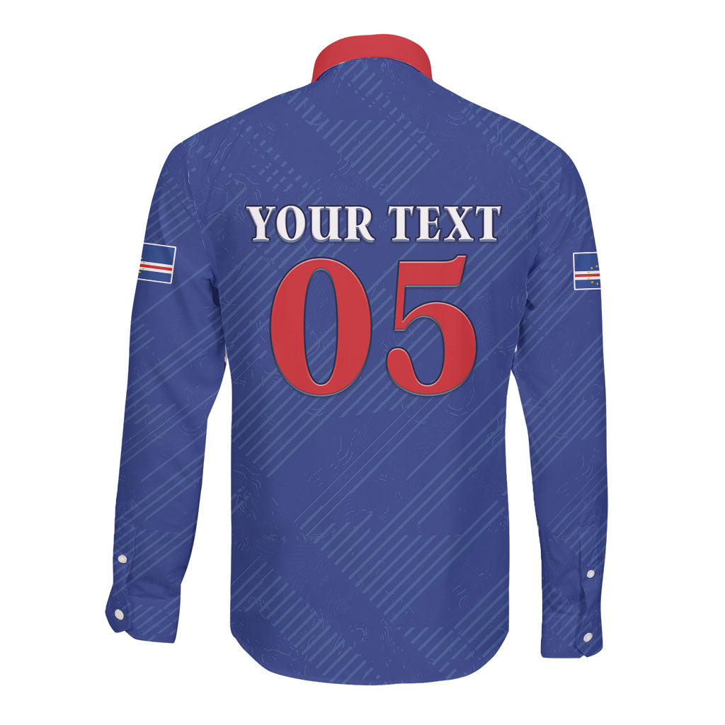 Custom Cape Verde Football Long Sleeve Button Shirt Blue Sharks Still Undefeated