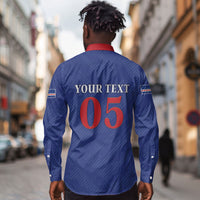 Custom Cape Verde Football Long Sleeve Button Shirt Blue Sharks Still Undefeated