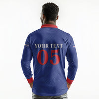 Custom Cape Verde Football Long Sleeve Polo Shirt Blue Sharks Still Undefeated