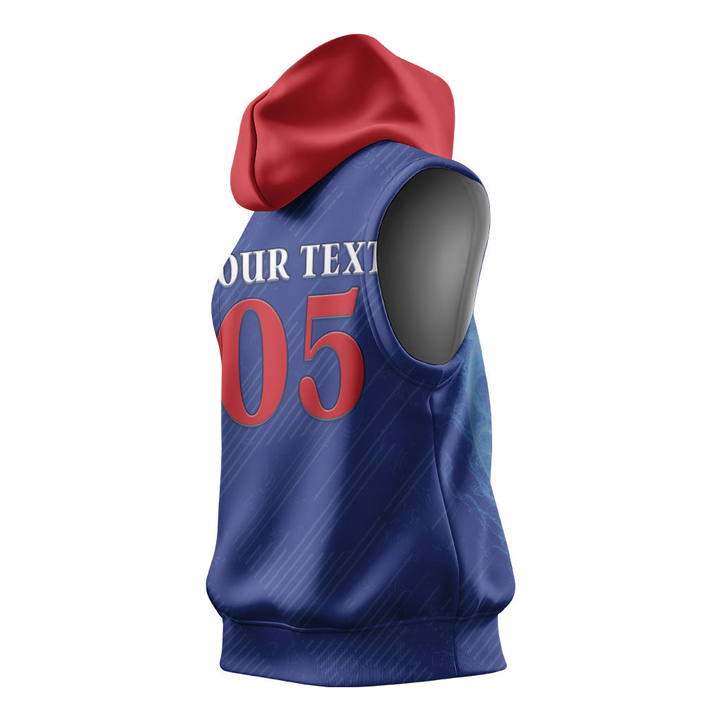 Custom Cape Verde Football Sleeveless Hoodie Blue Sharks Still Undefeated