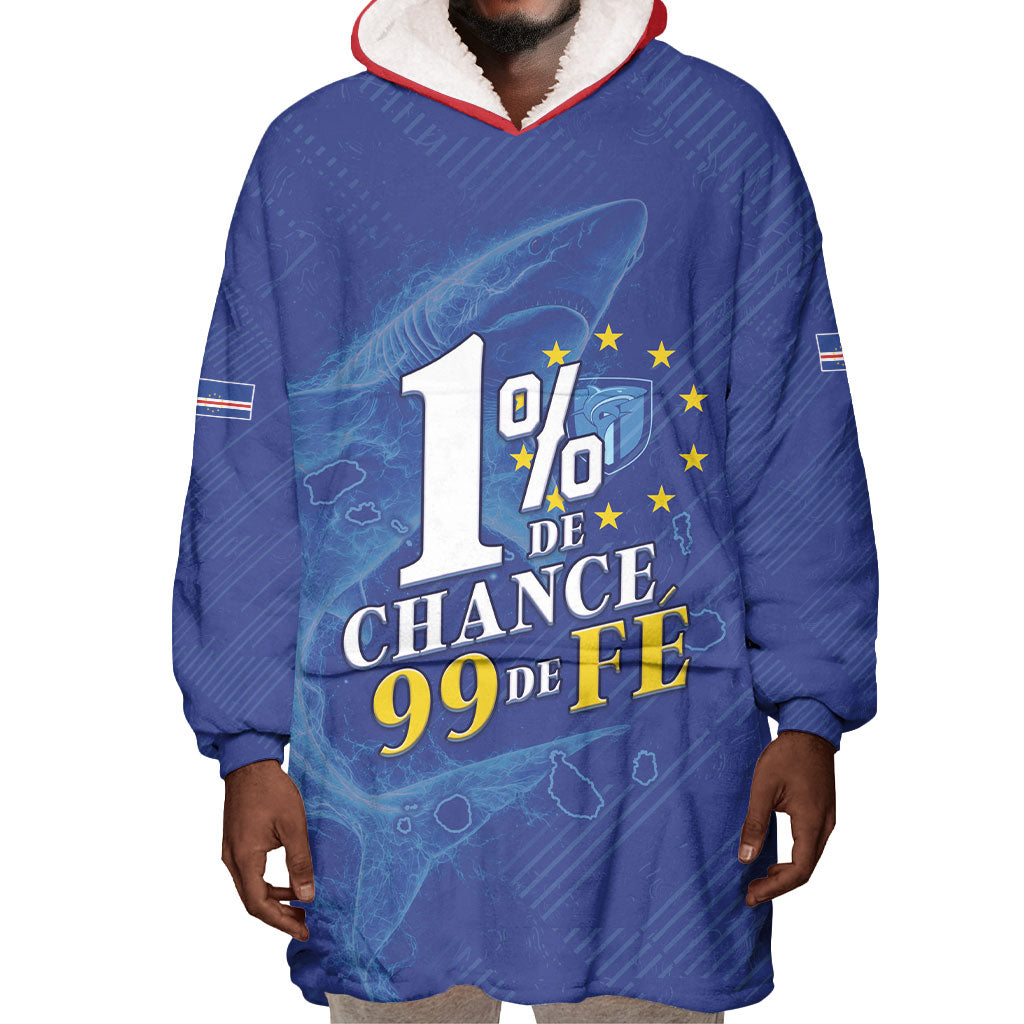 Custom Cape Verde Football Wearable Blanket Hoodie Blue Sharks Still Undefeated