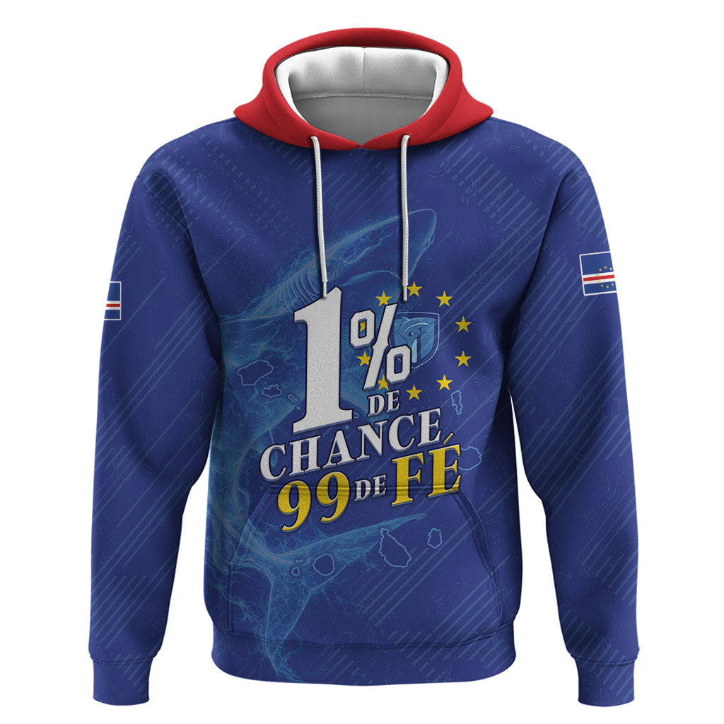 Custom Cape Verde Football Zip Hoodie Blue Sharks Still Undefeated