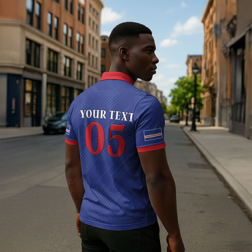 Custom Cape Verde Football Zipper Polo Shirt Blue Sharks Still Undefeated