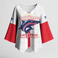 Custom Cabo Verde Kimono Sleeve Blouse Blue Sharks Fear No Giants