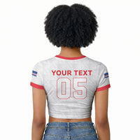 Custom Cabo Verde Raglan Cropped T shirt Blue Sharks Fear No Giants