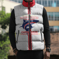 Custom Cabo Verde Sleeveless Puffer Jacket Blue Sharks Fear No Giants