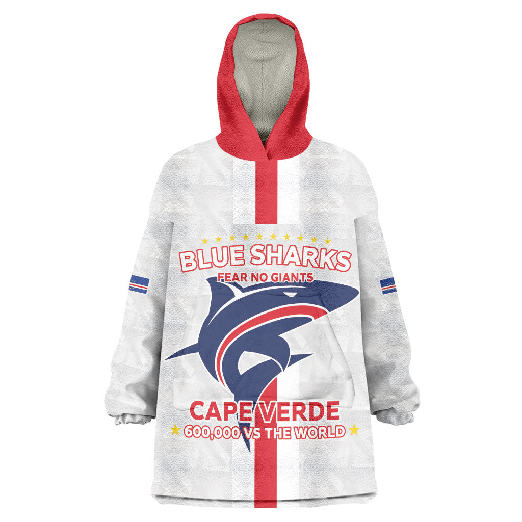 Custom Cabo Verde Wearable Blanket Hoodie Blue Sharks Fear No Giants