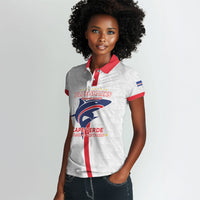 Custom Cabo Verde Women Polo Shirt Blue Sharks Fear No Giants