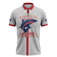 Custom Cabo Verde Zipper Polo Shirt Blue Sharks Fear No Giants