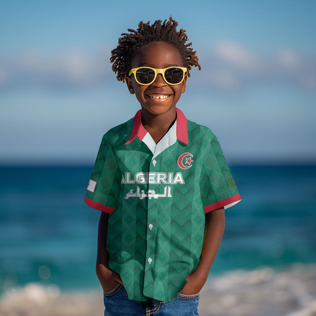 Custom Algeria Football 2026 Kid Hawaiian Shirt Algerian Geometric Patterns