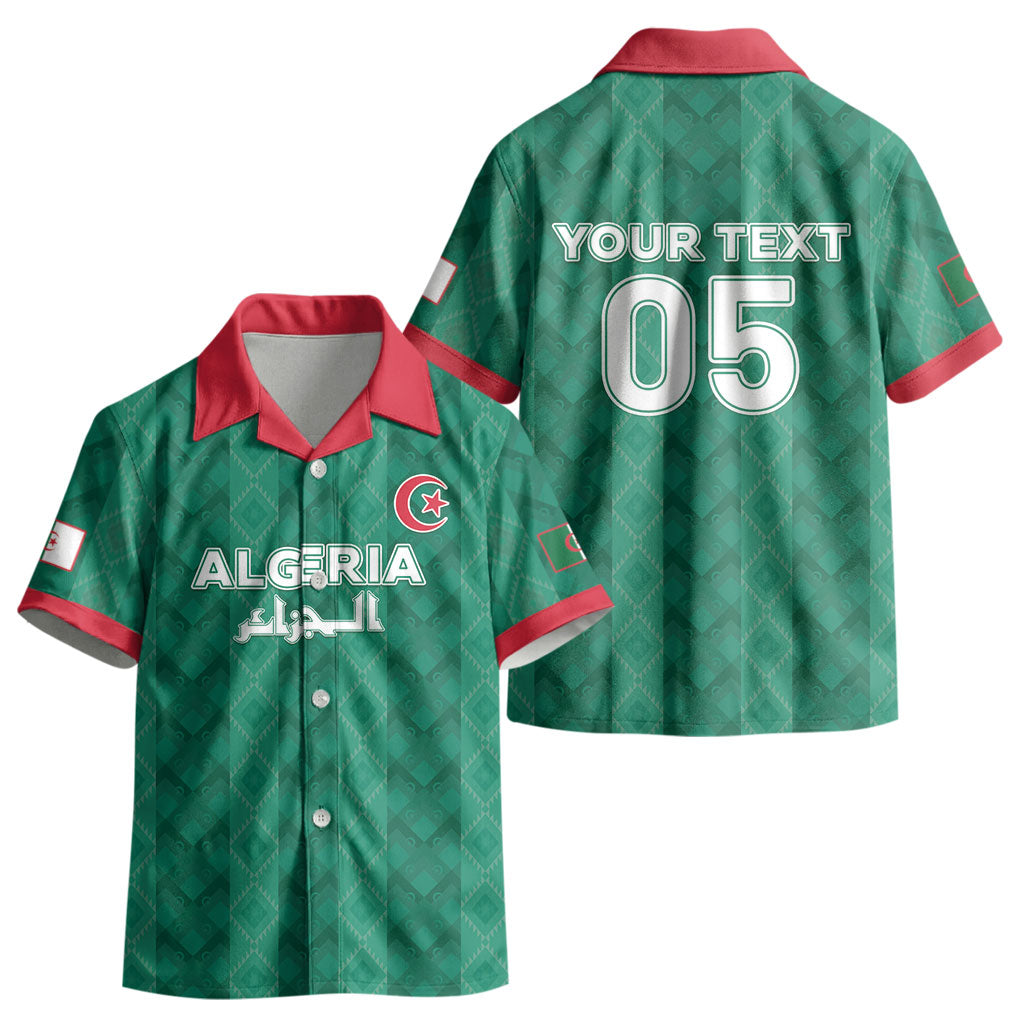 Custom Algeria Football 2026 Kid Hawaiian Shirt Algerian Geometric Patterns LT05