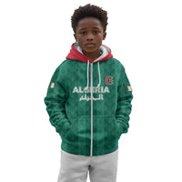Custom Algeria Football 2026 Kid Hoodie Algerian Geometric Patterns