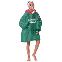 Custom Algeria Football 2026 Kid Wearable Blanket Hoodie Algerian Geometric Patterns