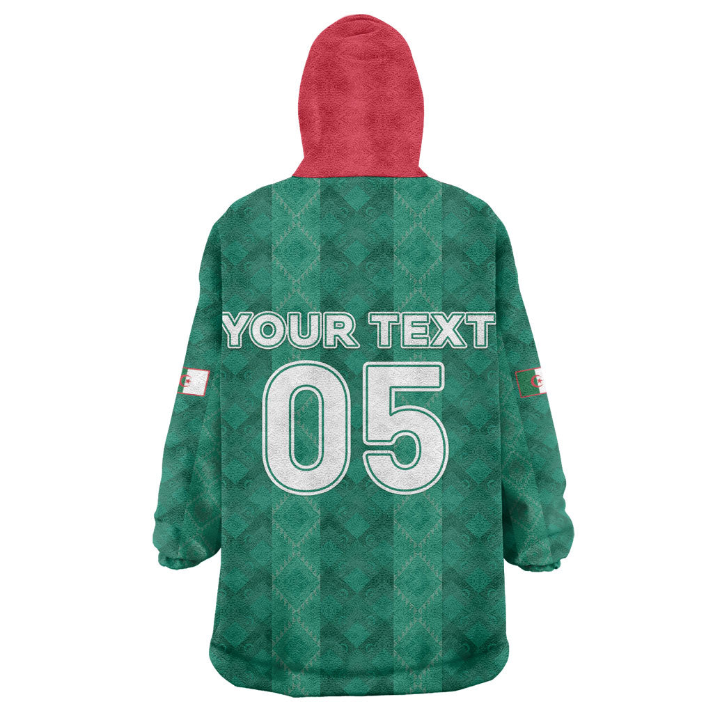 Custom Algeria Football 2026 Kid Wearable Blanket Hoodie Algerian Geometric Patterns