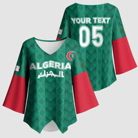 Custom Algeria Football 2026 Kimono Sleeve Blouse Algerian Geometric Patterns