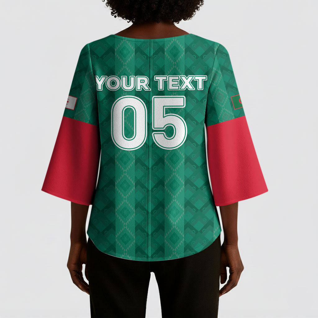 Custom Algeria Football 2026 Kimono Sleeve Blouse Algerian Geometric Patterns