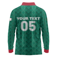 Custom Algeria Football 2026 Long Sleeve Polo Shirt Algerian Geometric Patterns