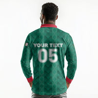 Custom Algeria Football 2026 Long Sleeve Polo Shirt Algerian Geometric Patterns