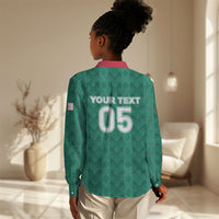 Custom Algeria Football 2026 Women Casual Shirt Algerian Geometric Patterns