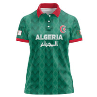 Custom Algeria Football 2026 Women Polo Shirt Algerian Geometric Patterns