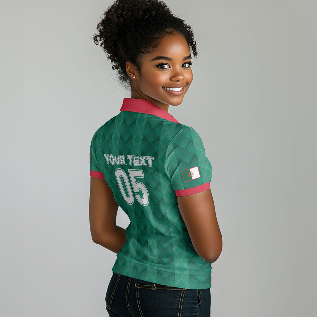 Custom Algeria Football 2026 Women Polo Shirt Algerian Geometric Patterns