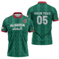 Custom Algeria Football 2026 Zipper Polo Shirt Algerian Geometric Patterns