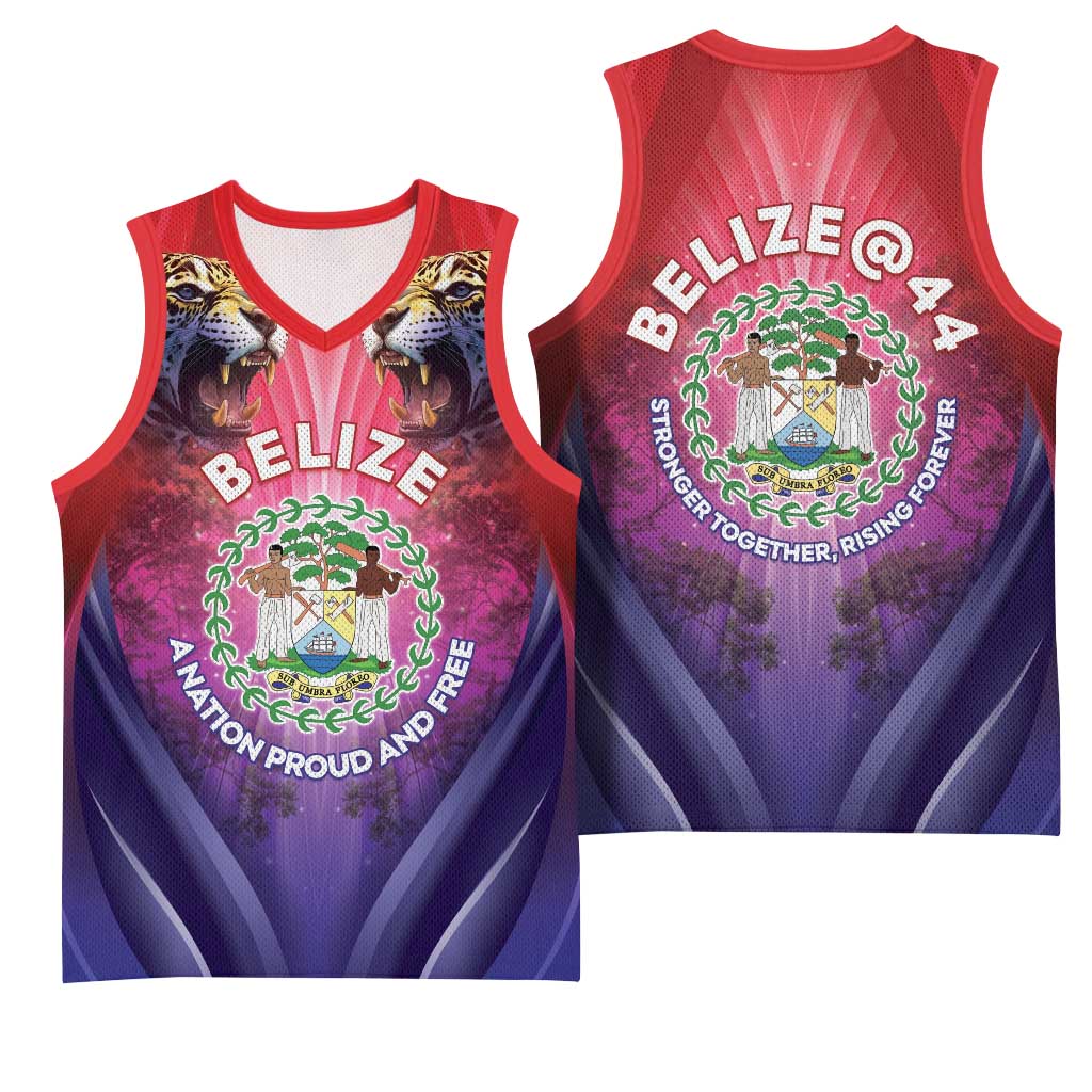 Belize 44th Independence Anniversary Basketball Jersey Stronger Together Rising Forever - Wonder Print Shop