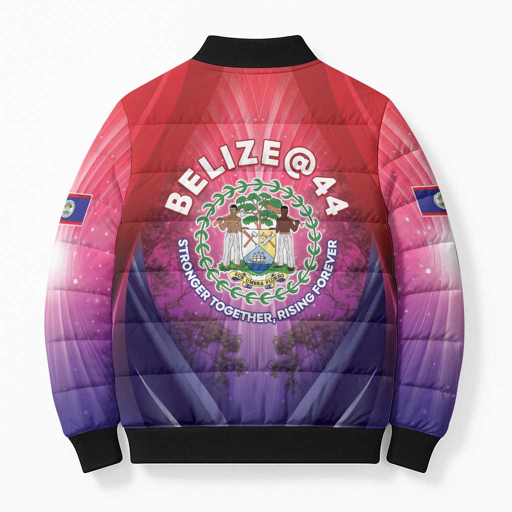 Belize 44th Independence Anniversary Bomber Puffer Jacket Stronger Together Rising Forever - Wonder Print Shop