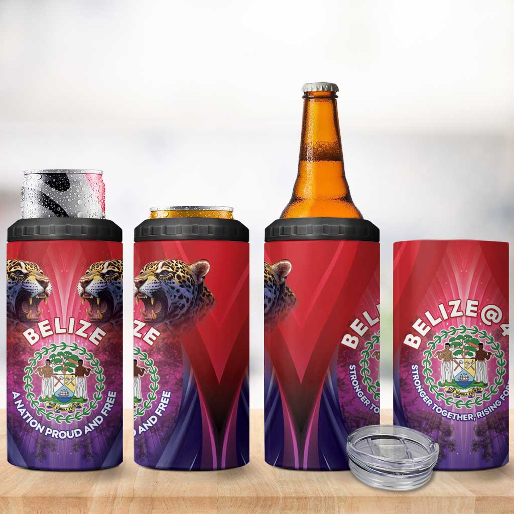 Belize 44th Independence Anniversary 4 in 1 Can Cooler Tumbler Stronger Together Rising Forever - Wonder Print Shop
