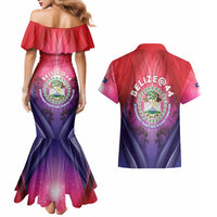 Belize 44th Independence Anniversary Couples Matching Mermaid Dress and Hawaiian Shirt Stronger Together Rising Forever - Wonder Print Shop