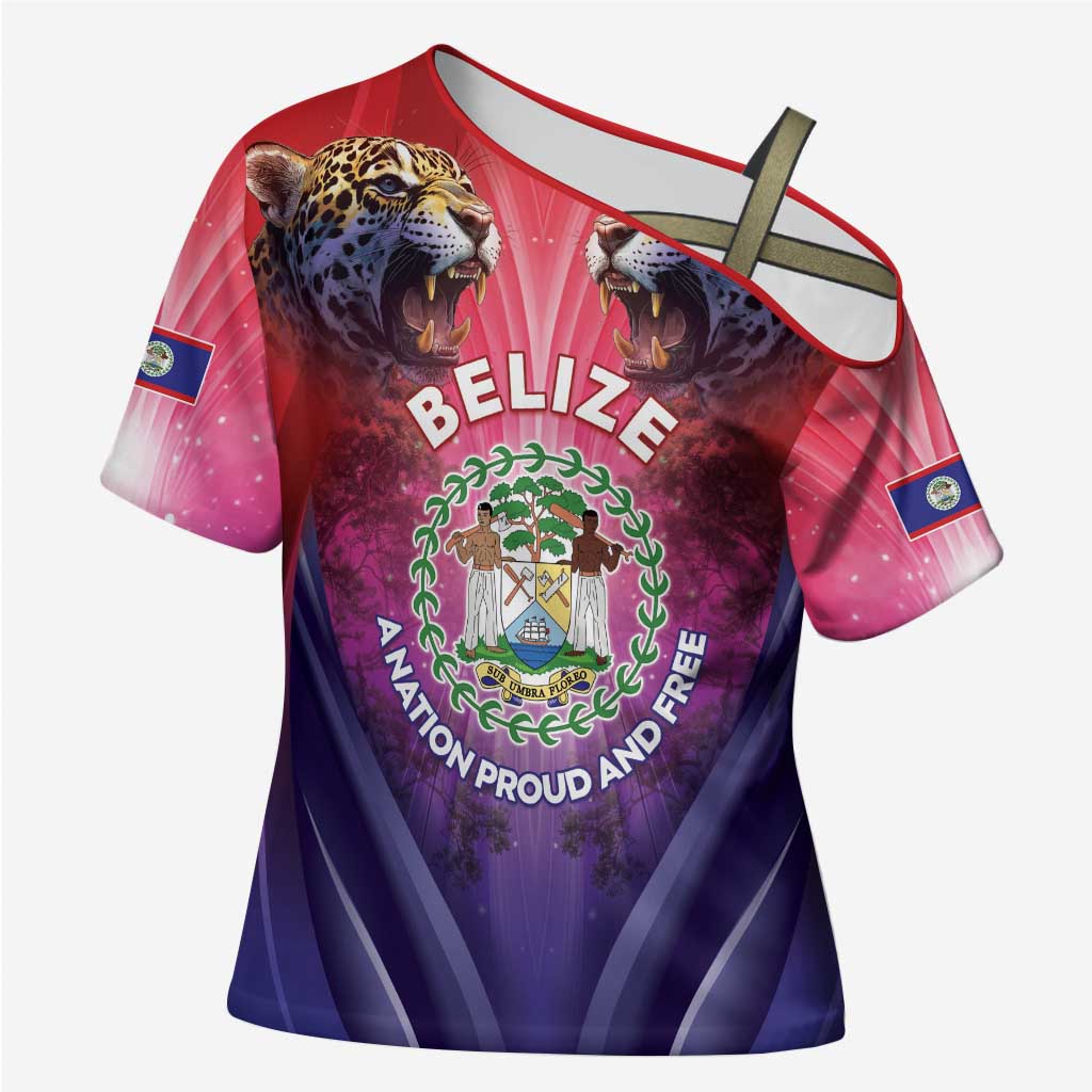 Belize 44th Independence Anniversary Cross Shoulder Shirt Stronger Together Rising Forever - Wonder Print Shop