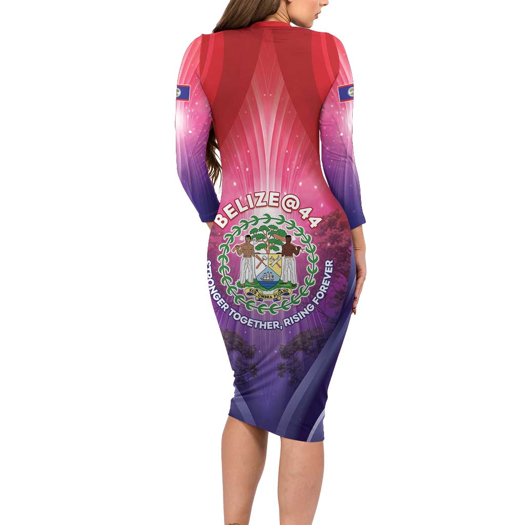 Belize 44th Independence Anniversary Family Matching Long Sleeve Bodycon Dress and Hawaiian Shirt Stronger Together Rising Forever - Wonder Print Shop