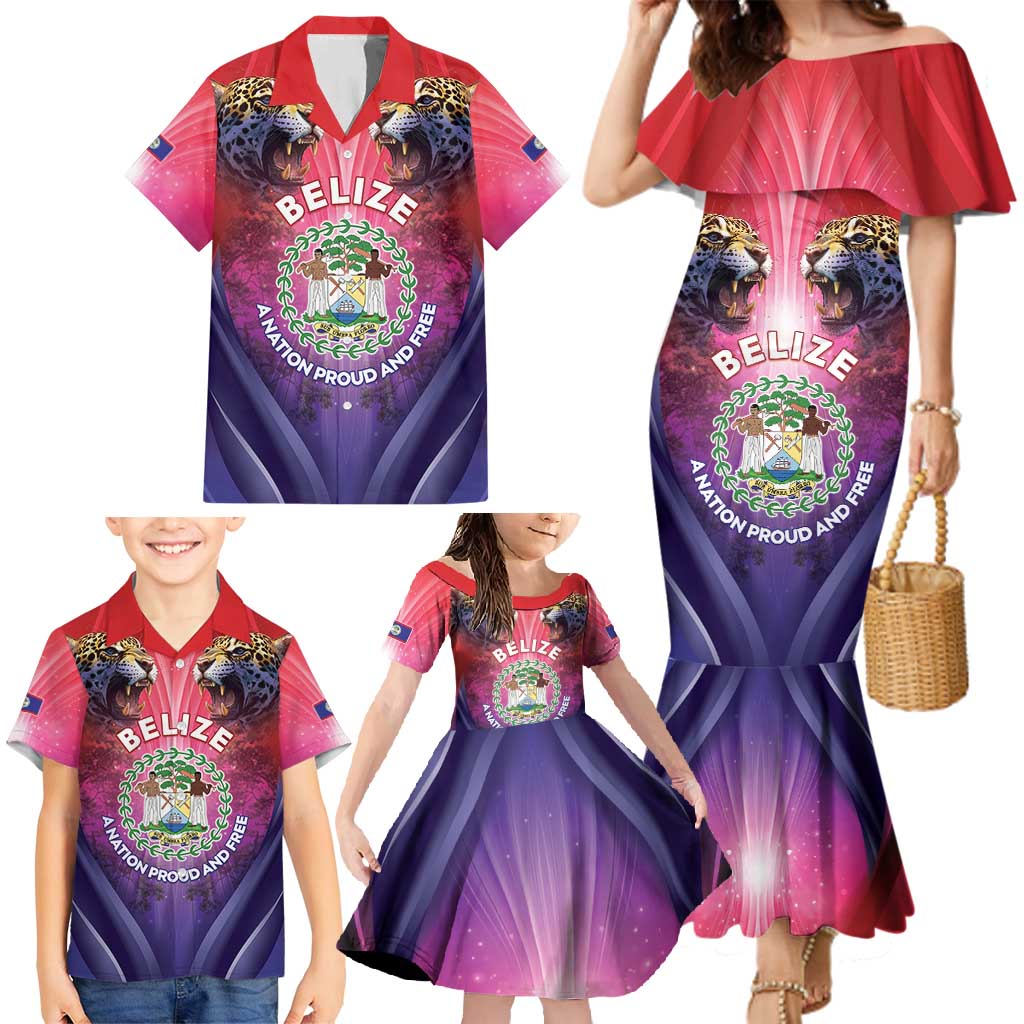 Belize 44th Independence Anniversary Family Matching Mermaid Dress and Hawaiian Shirt Stronger Together Rising Forever - Wonder Print Shop