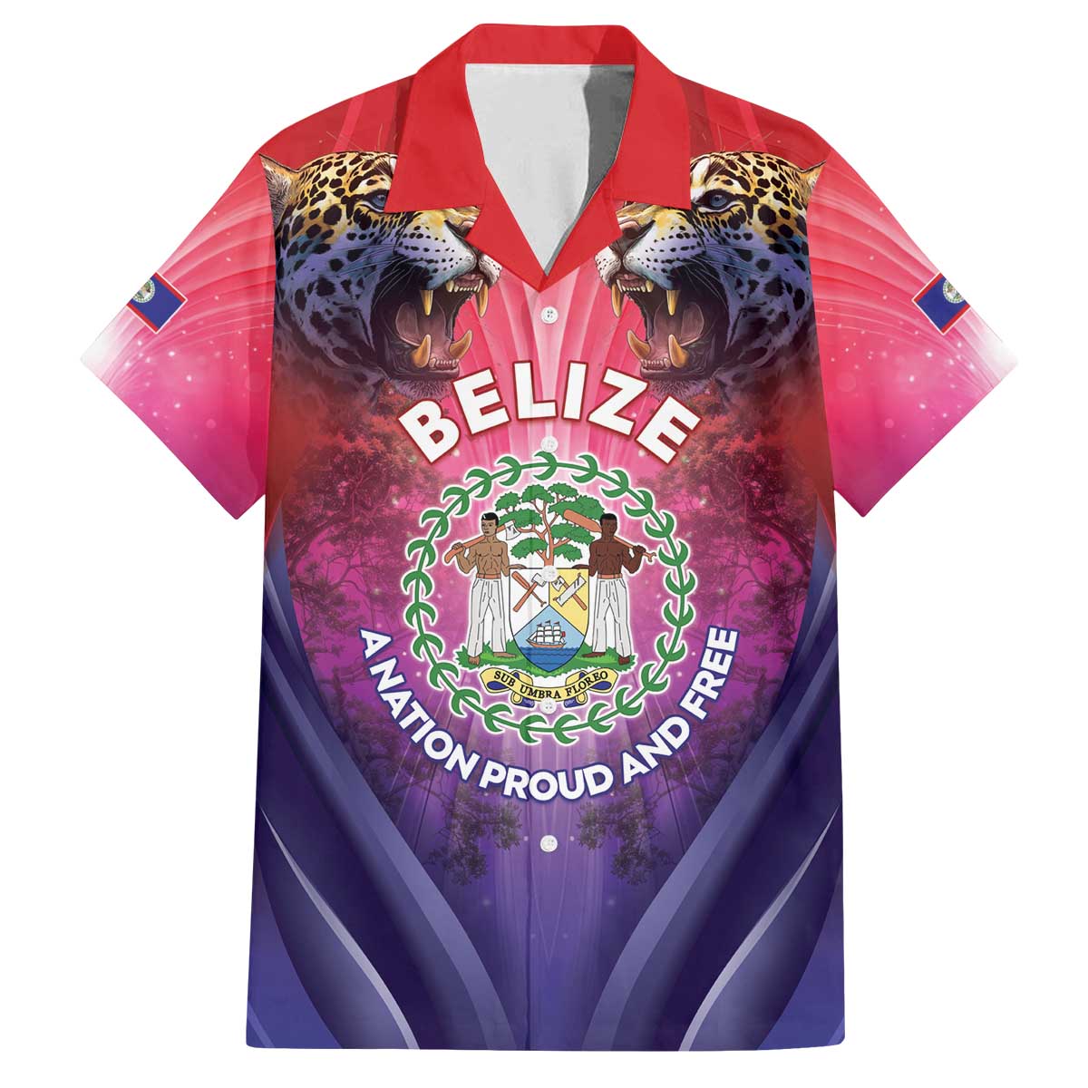 Belize 44th Independence Anniversary Family Matching Off The Shoulder Long Sleeve Dress and Hawaiian Shirt Stronger Together Rising Forever - Wonder Print Shop