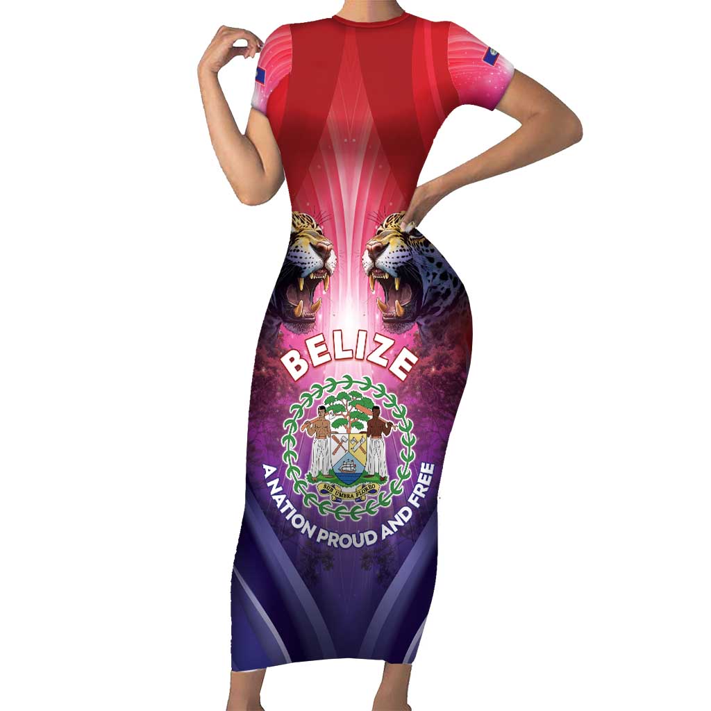 Belize 44th Independence Anniversary Family Matching Short Sleeve Bodycon Dress and Hawaiian Shirt Stronger Together Rising Forever - Wonder Print Shop